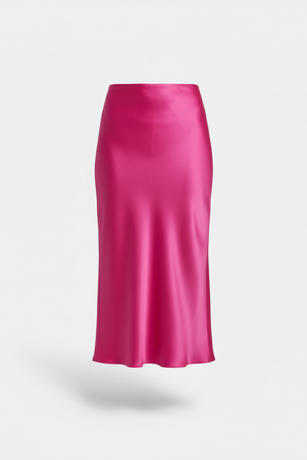 Jupe Satin Rose Fuchsia Fluide