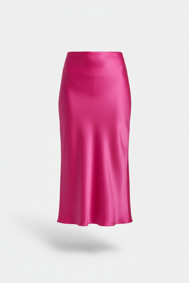 Jupe Satin Rose Fuchsia Fluide