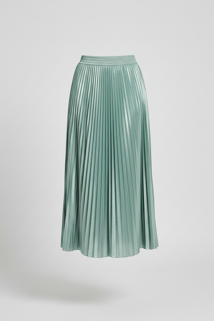 Jupe Plissée Satinée Vert D'Eau