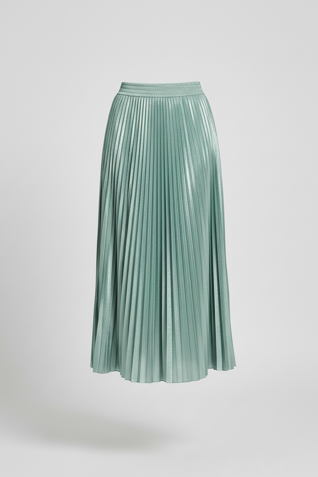 Jupe Plissée Satinée Vert D'Eau