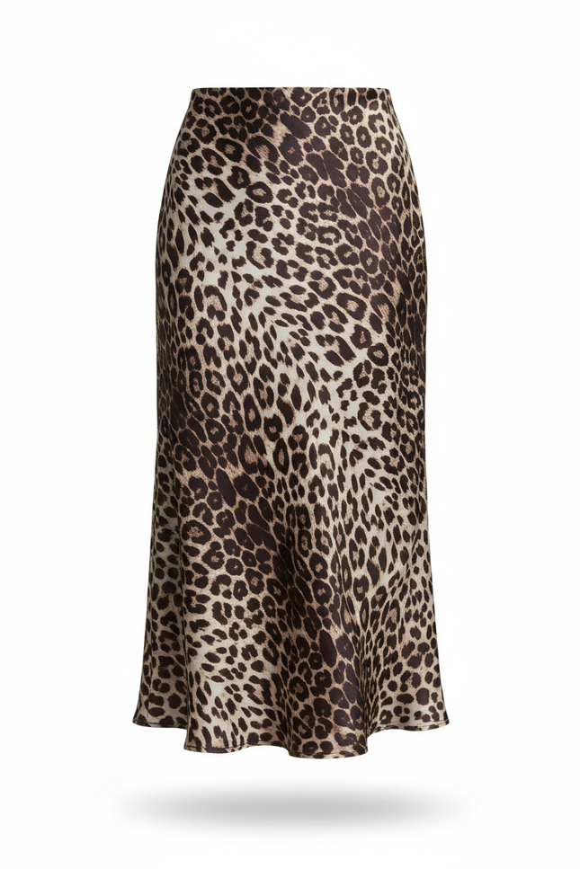 Jupe Midi Leopard Satin