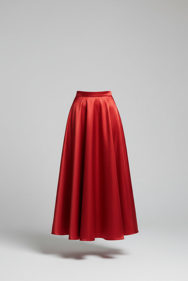 Jupe Longue Satin Rouge