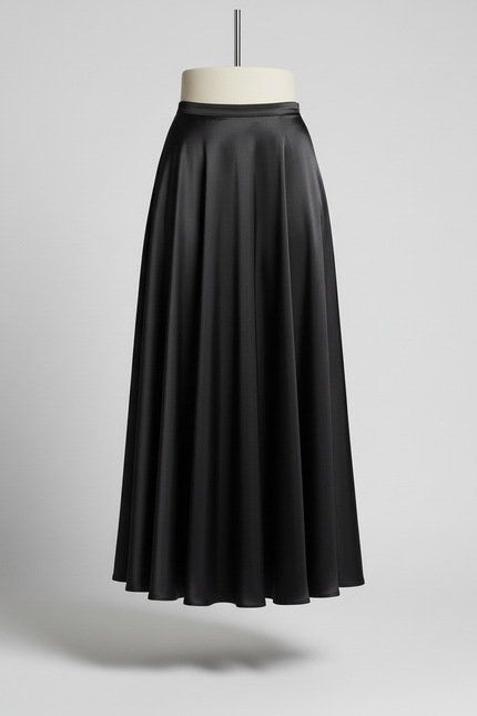 Jupe Plissée Satin Noire