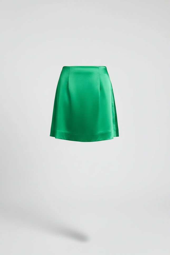Jupe Satin Verte Mini Chic