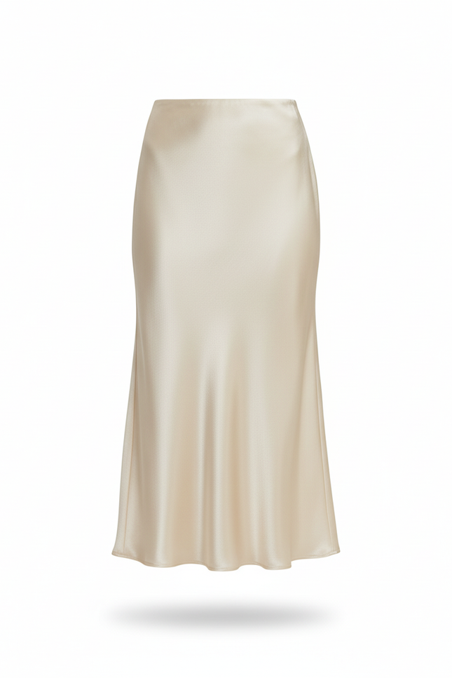 Jupe Satin Crème Fluide Élégante Élégante