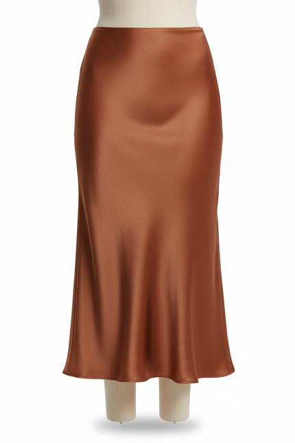 Jupe Satin Cuivrée Fluide Élégante