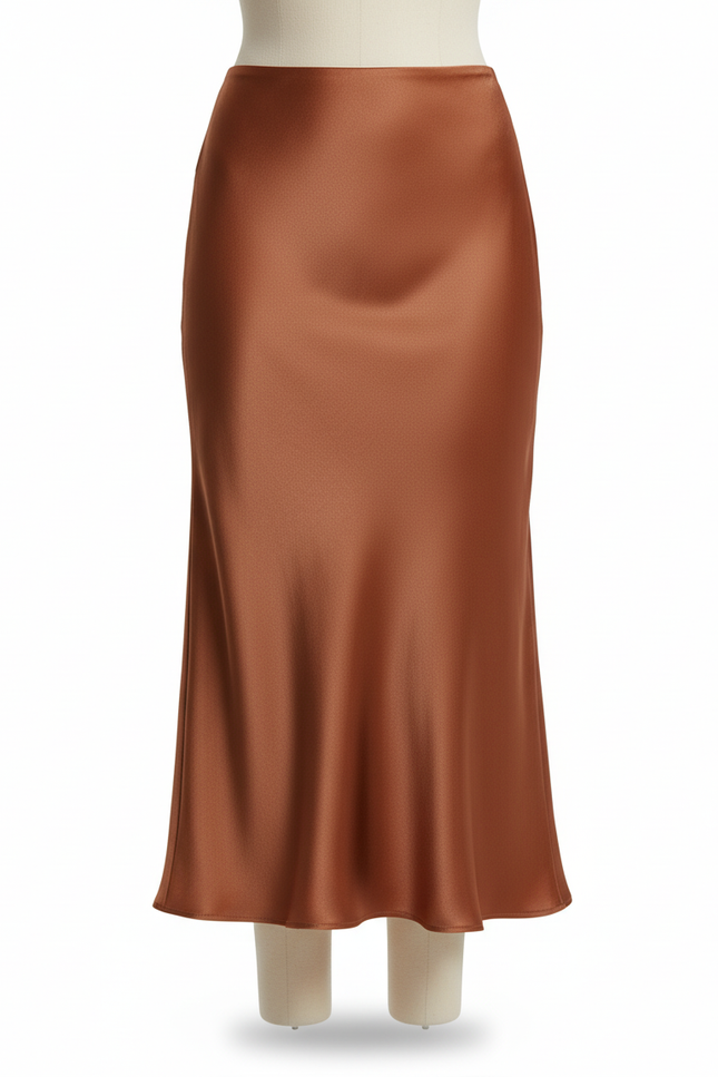 Jupe Satin Cuivrée Fluide Élégante