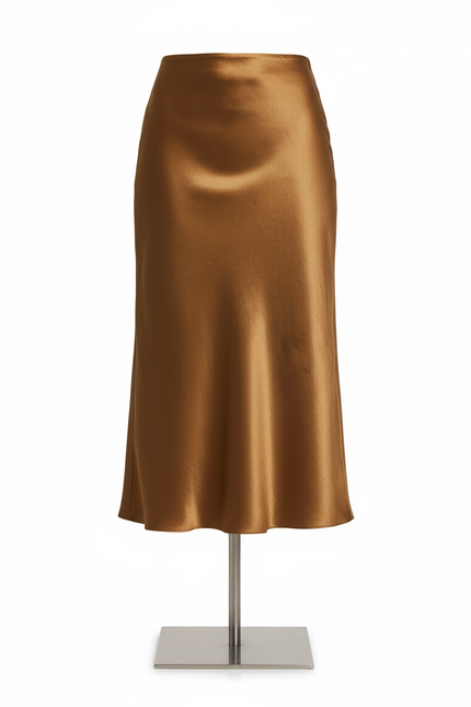 Jupe Satin Dorée Fluide Élégante Lumineuse
