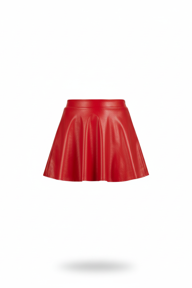 Jupe Satin Rouge Mini Évasée Chic