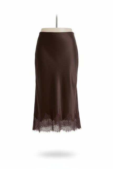 Jupe Satin Dentelle Rétro
