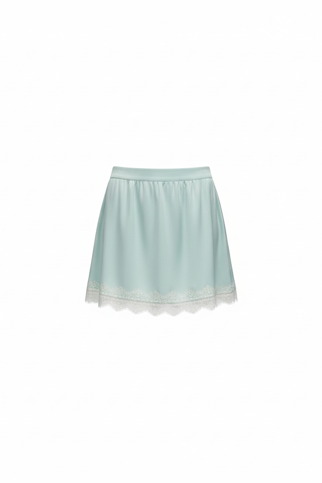 Jupe Satin Mini Bleu Clair Fluide