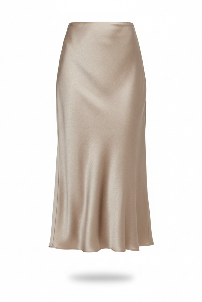 Jupe Satin Champagne Fluide Élégante Sophistiquée