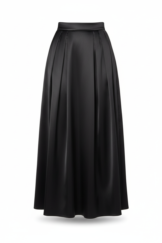 Jupe Plissée Noire Satinée