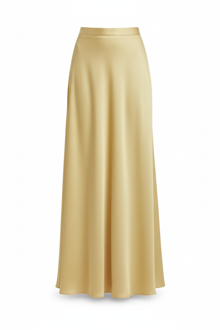 Jupe Satin Jaune Longue Fluide Ensoleillée