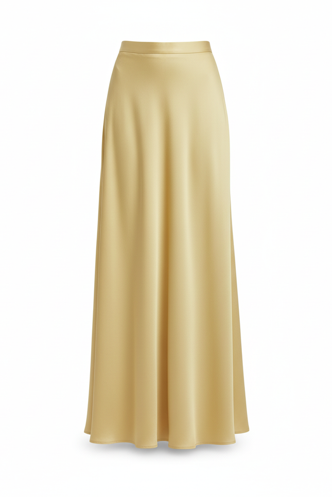 Jupe Satin Jaune Longue Fluide Ensoleillée