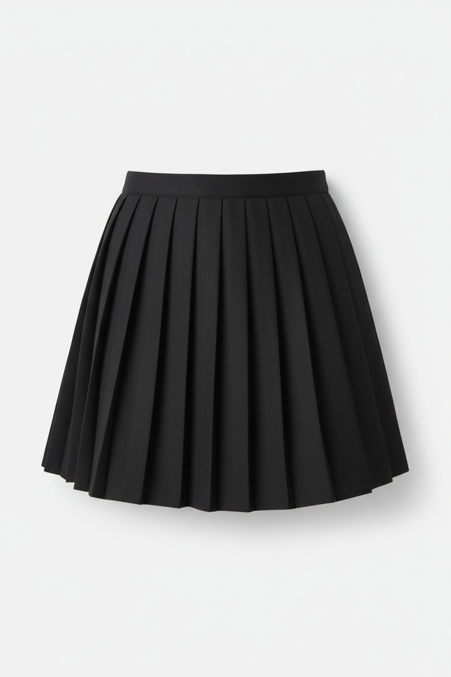 Jupe Satin Noire Plissée Chic