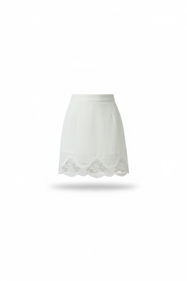 Jupe Satin Blanche Dentelle Chic