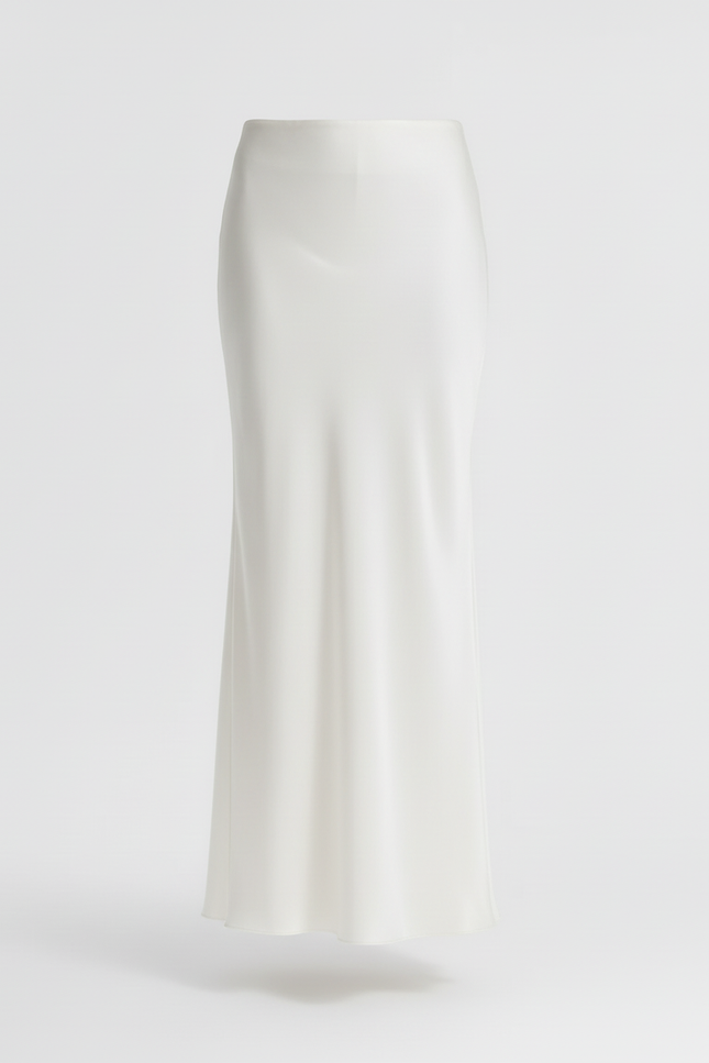 Jupe Satin Blanche Longue Élégante