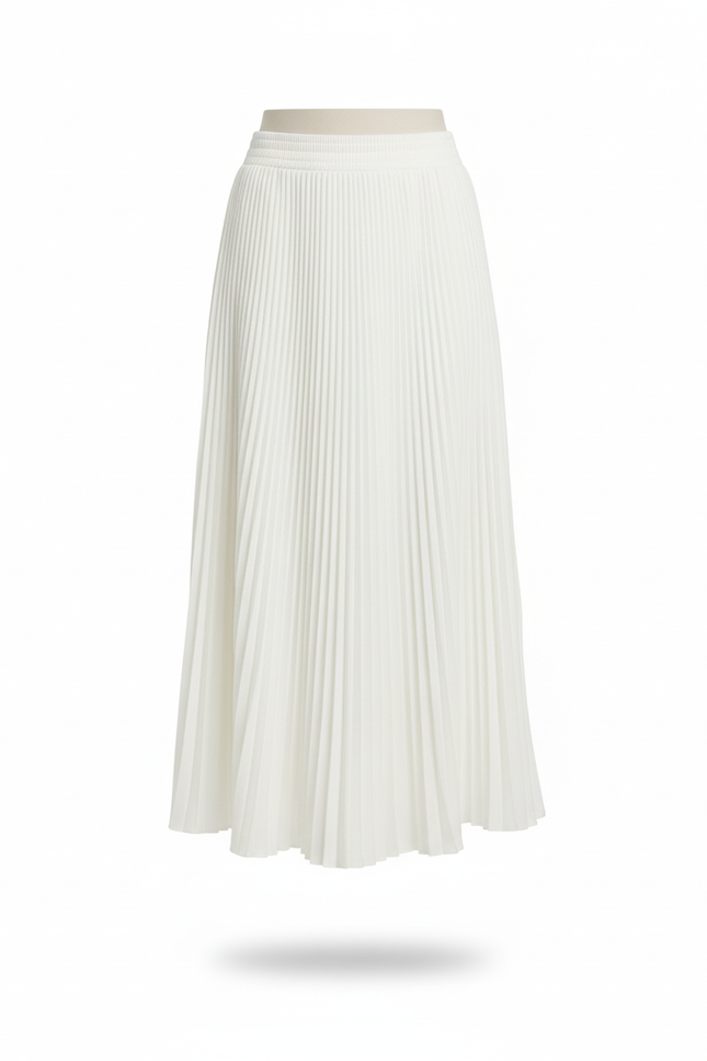 Jupe Satin Blanche Plissée Fluide