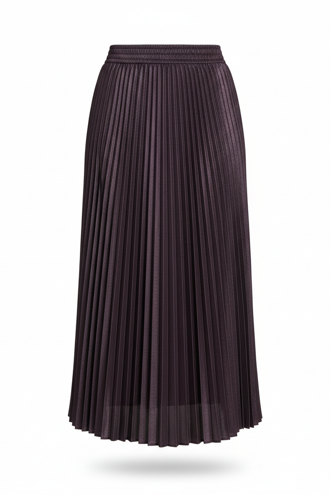 Jupe Plissée En Satin Taille Élastique