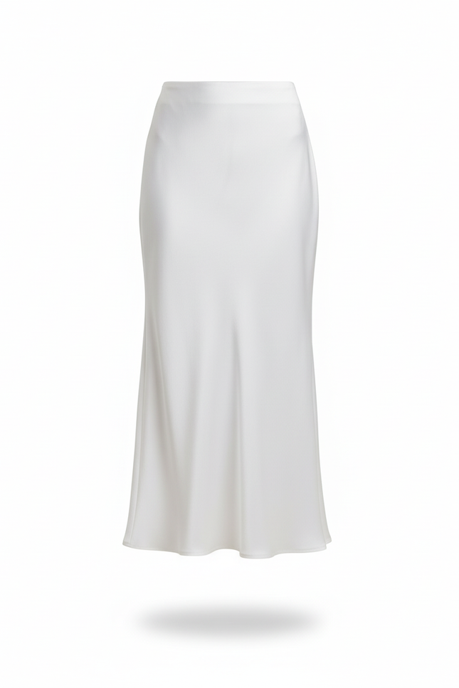 Jupe Satin Blanche Fluide Élégante Pure