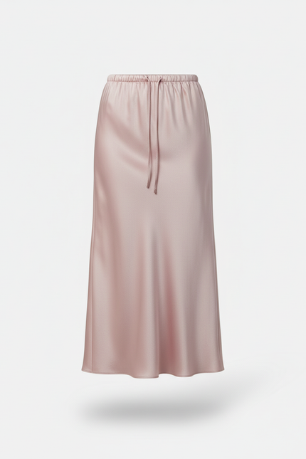 Jupe Satin Rose Poudré Fluide Élégante