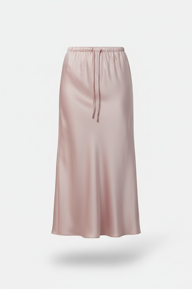 Jupe Satin Rose Poudré Fluide Élégante