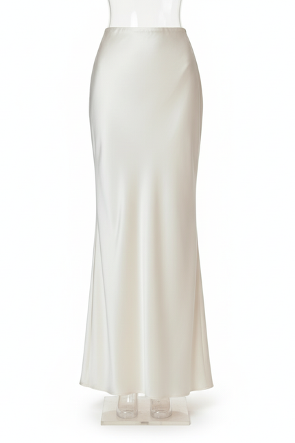 Jupe Satin Longue Ivoire Élégante