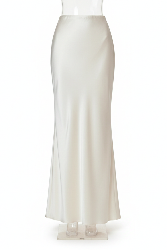 Jupe Satin Longue Ivoire Élégante