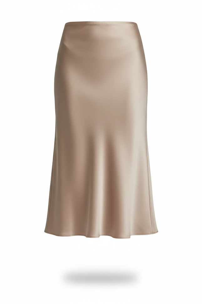 Jupe Satin Champagne A-Line Élégante Structurée