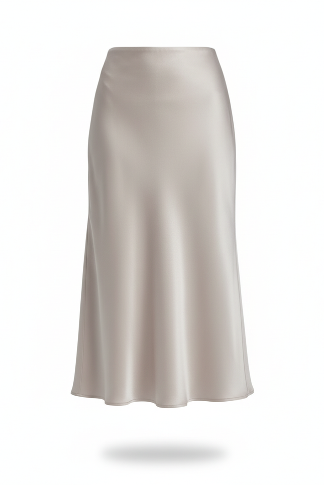 Jupe Satin Champagne Fluide Élégante Subtile