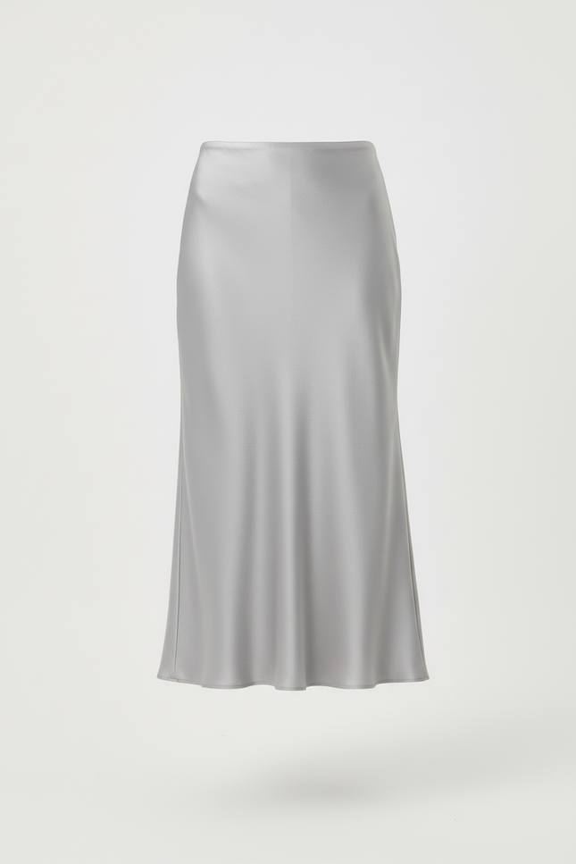 Jupe Satin Gris Fluide Élégante