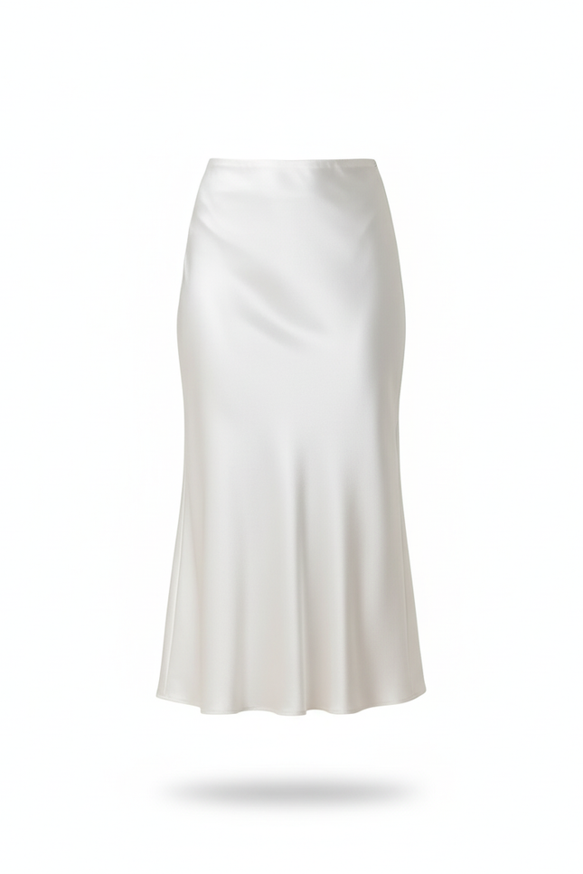 Jupe Satin Fluide Blanche Élégante