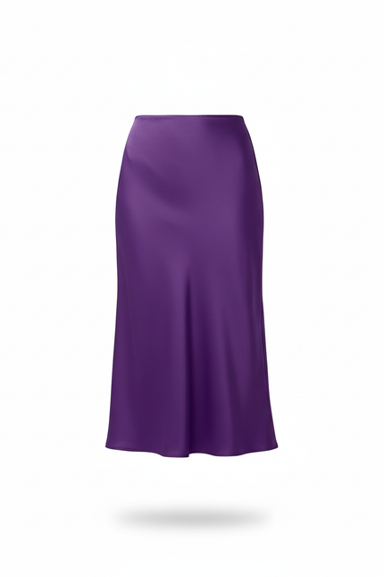 Jupe Satin Violette Fluide Élégante Raffinée