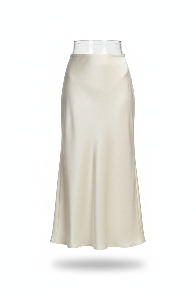 Jupe Satin Crème Fluide Élégante Douce Lumineuse