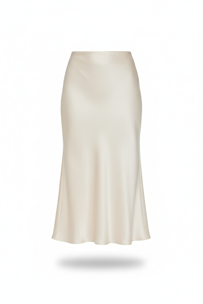 Jupe Satin Champagne Fluide Élégante Moderne