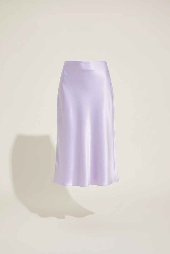Jupe Satin Lavande Midi Élégante