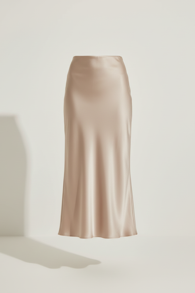 Jupe Satin Beige Fluide Élégante