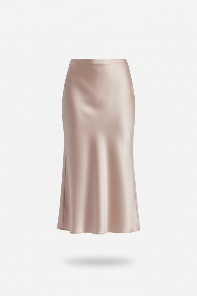 Jupe Satin Champagne Fluide Élégante Douce