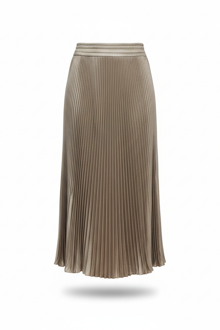 Jupe Plissée Satin Beige