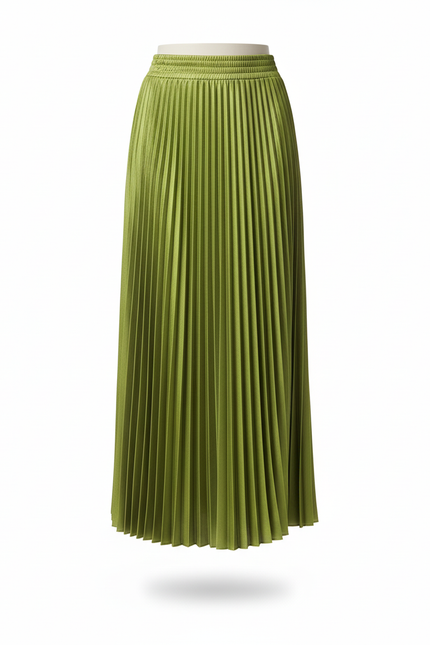 Jupe Longue Satin Vert Olive