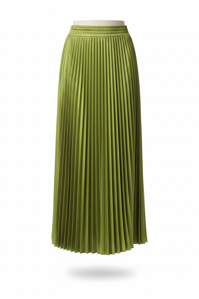 Jupe Longue Satin Vert Olive