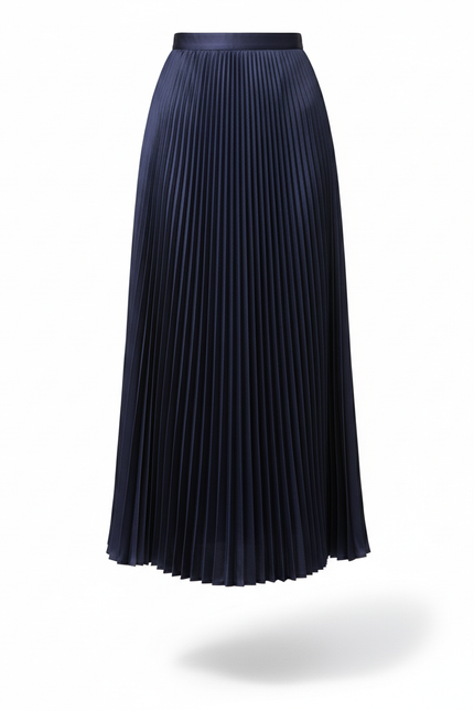 Jupe Plissée Bleu Marine Satin