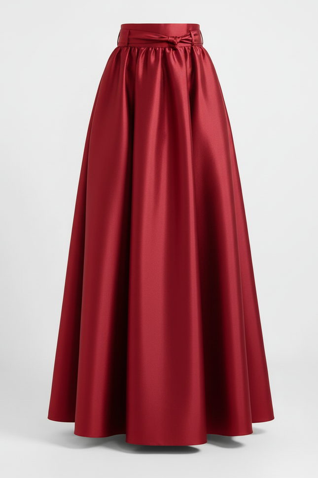 Jupe Soiree Satin Rouge