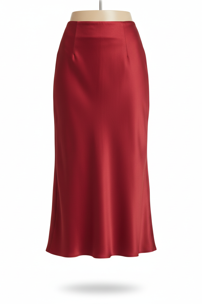Jupe En Satin Bordeaux