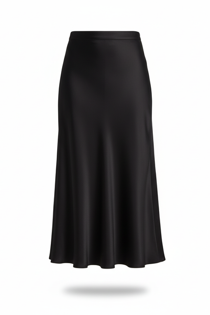 Jupe Satin Noire Fluide Élégante Raffinée