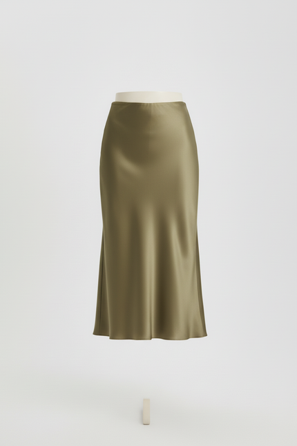 Jupe Satin Vert Kaki