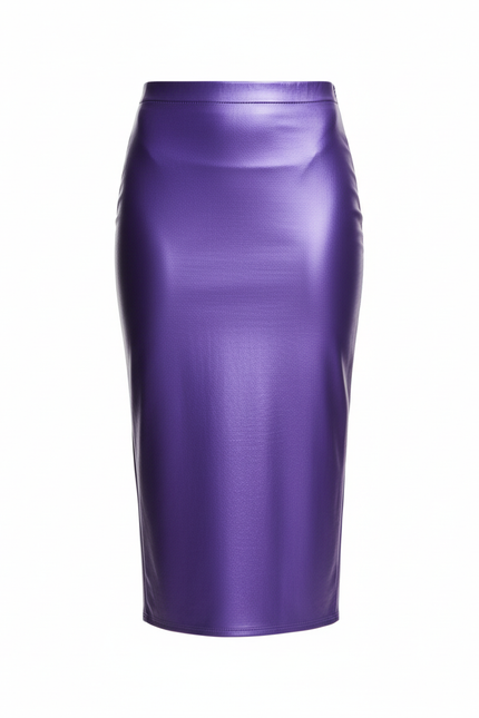 Jupe Crayon Satin Taille Haute